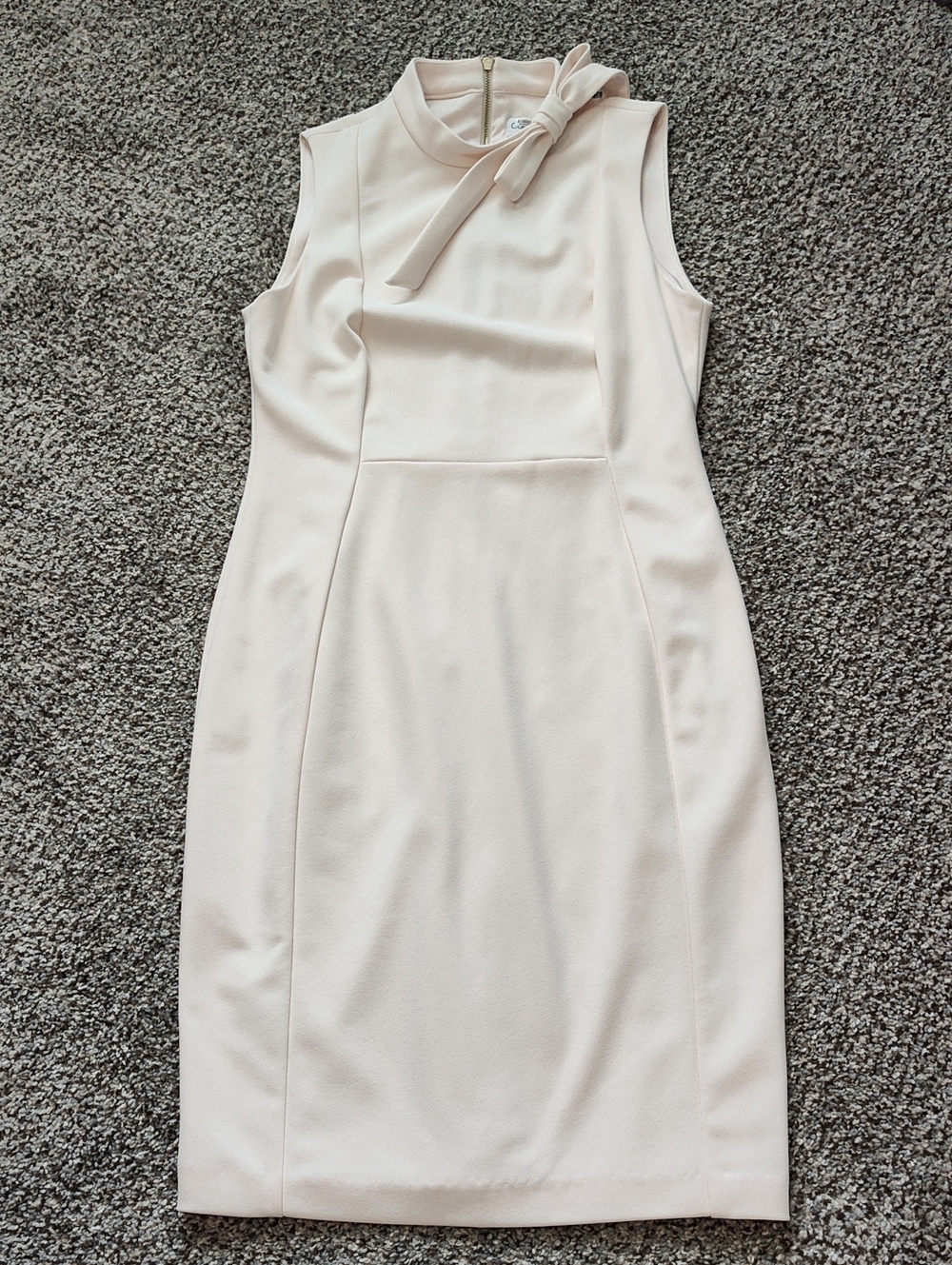 Calvin Klein Cream Tie-Neck Sleeveless Midi Dress